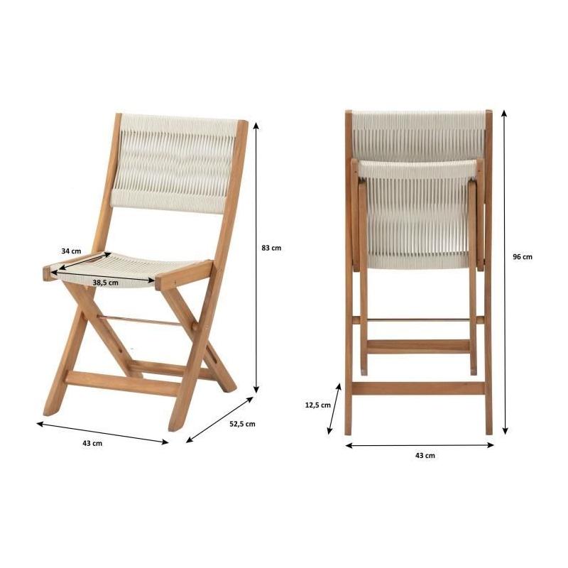 Ensemble bistrot pliable en bois d'acacia FSC - MAKENA