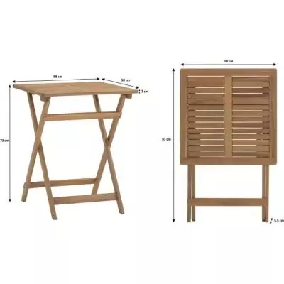 Ensemble bistrot pliable en bois d'acacia FSC - MAKENA