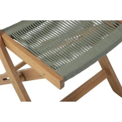 Ensemble bistrot pliable en bois d'acacia FSC avec tressage en corde verte - 2 personnes - MAKENA