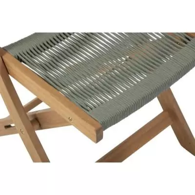 Ensemble bistrot pliable en bois d'acacia FSC avec tressage en corde verte - 2 personnes - MAKENA