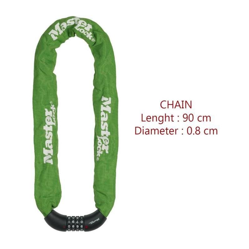 Antivol chaîne pour vélo - MASTER LOCK - 90 cm x 8 mm