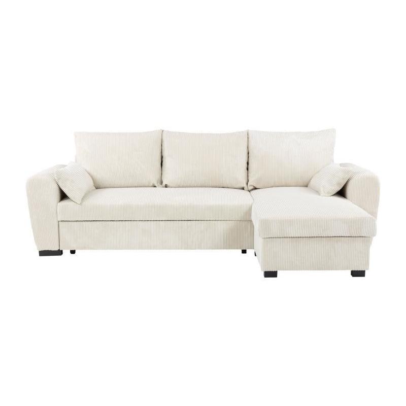 Canapé d'angle convertible réversible MAX 3 places - Tissu Lincoln Beige