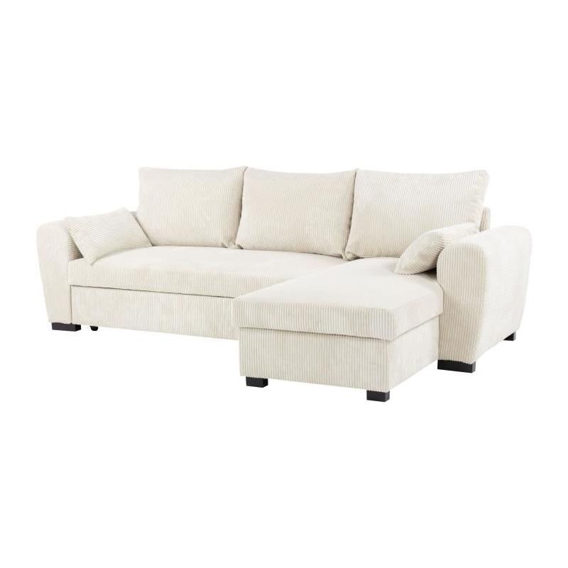 Canapé d'angle convertible réversible MAX 3 places - Tissu Lincoln Beige