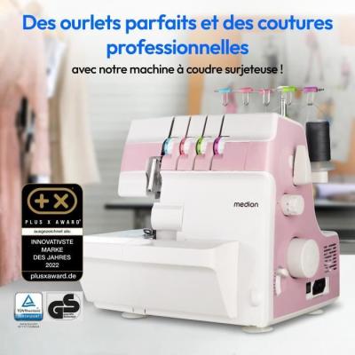 Surjeteuse MEDION SO 90 - 91W - Aiguille 11, 14, 16 - 1200 tr/min - Rose