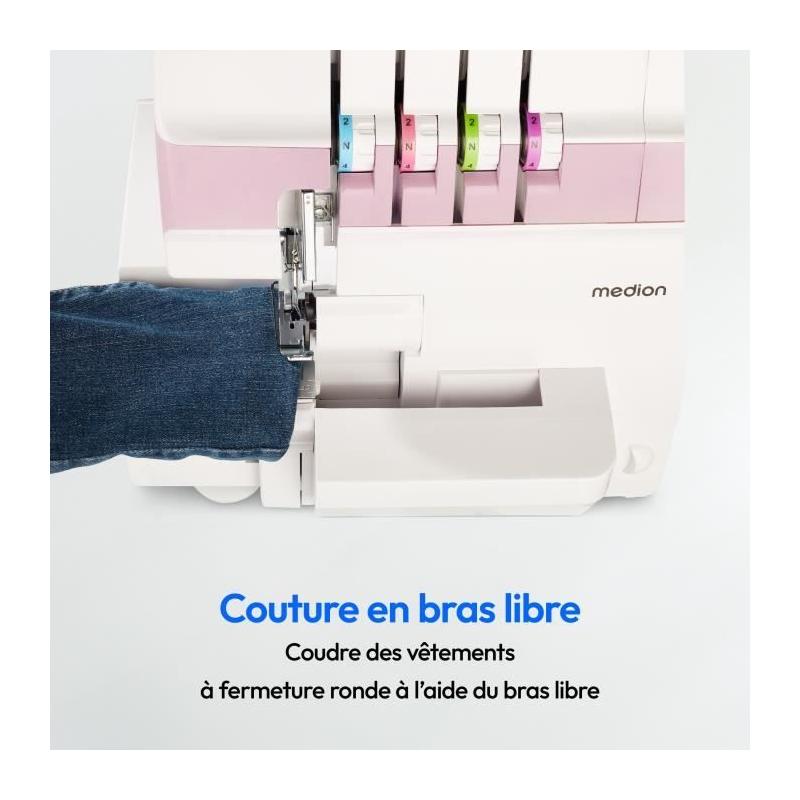 Surjeteuse MEDION SO 90 - 91W - Aiguille 11, 14, 16 - 1200 tr/min - Rose