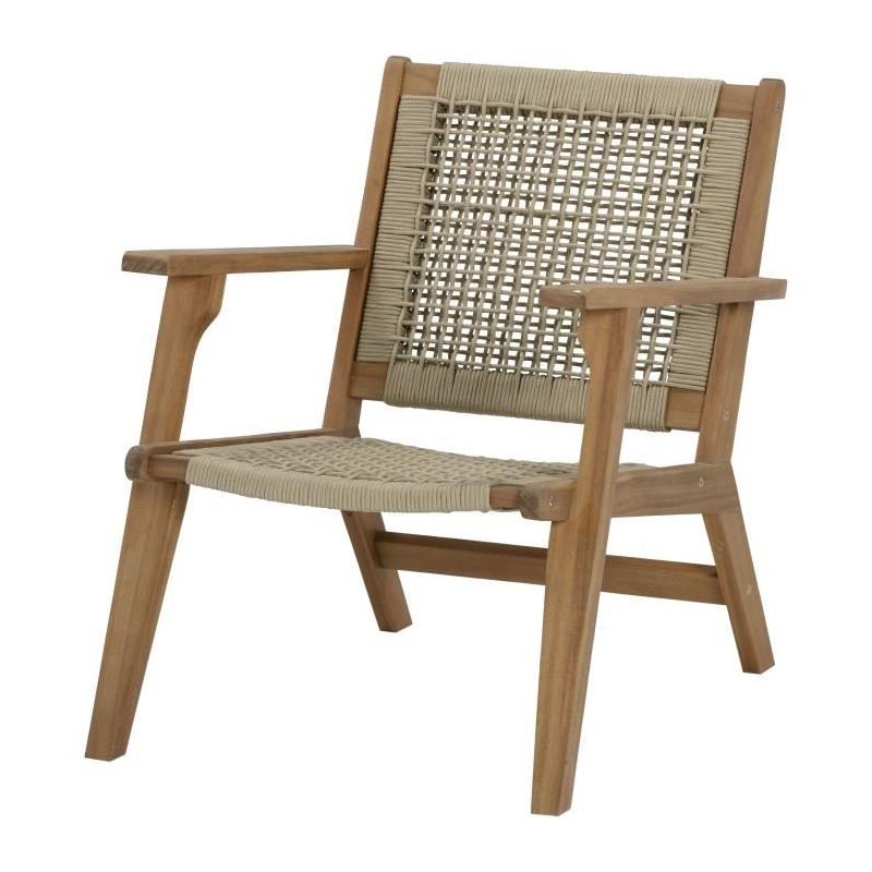 Fauteuil de jardin en bois d'Acacia FSC et corde - MERIDA - Vert olive