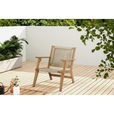 Fauteuil de jardin en bois d'Acacia FSC et corde - MERIDA - Vert olive