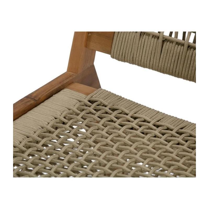 Fauteuil de jardin en bois d'Acacia FSC et corde - MERIDA - Vert olive