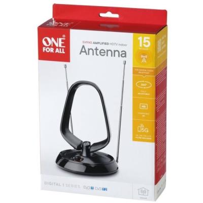 Antenne d'intérieur amplifiée One For All - Réception TNT 15 km