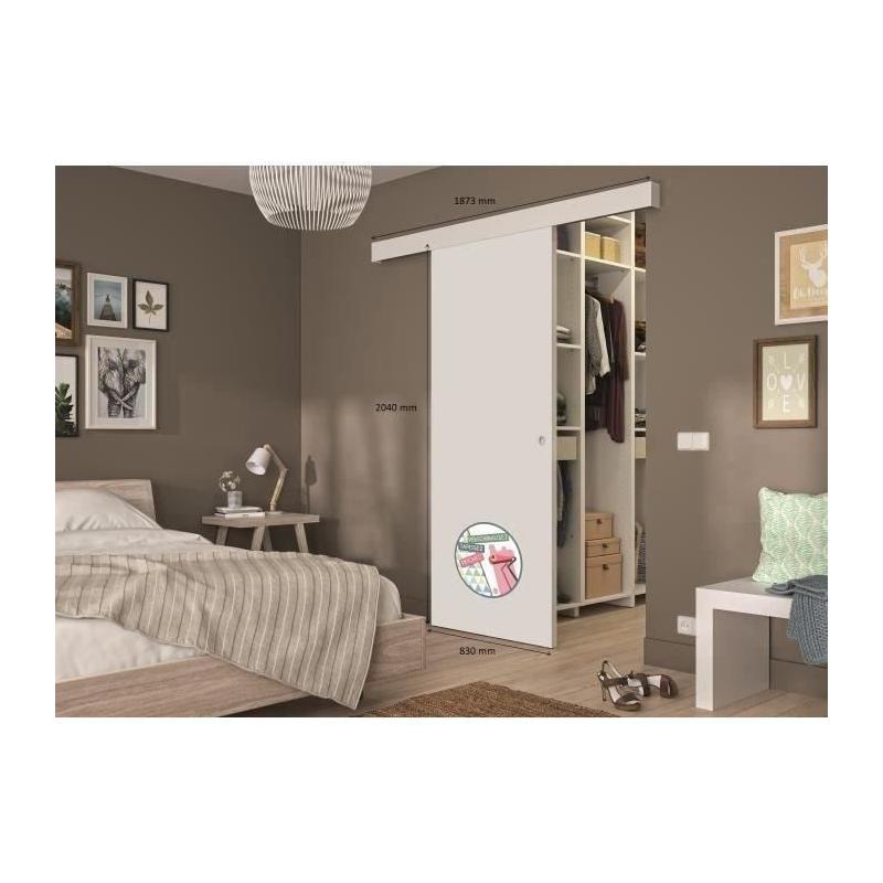 Ensemble porte coulissante blanc prêt à peindre