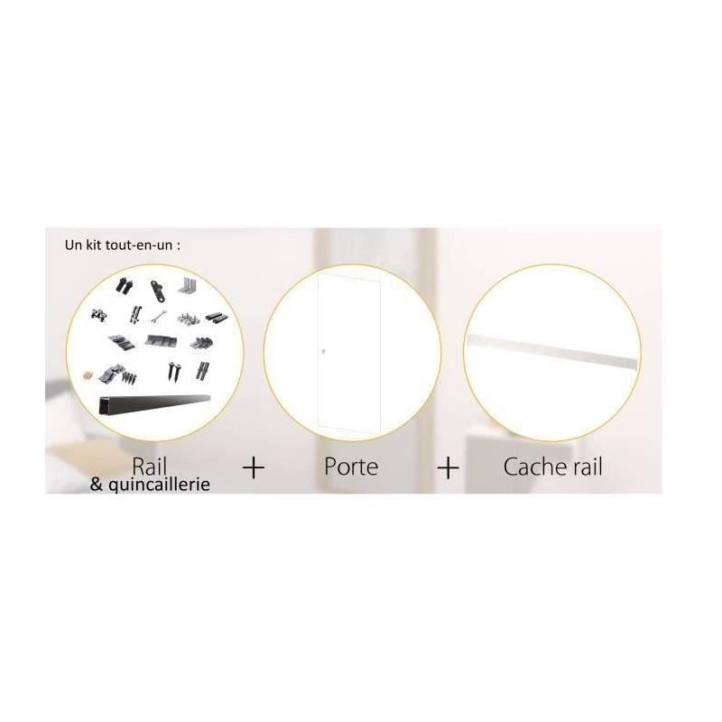 Ensemble porte coulissante blanc prêt à peindre