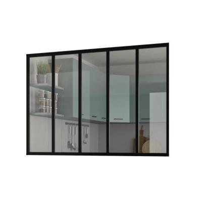 Kit verrière fixe - OPTIMUM - Aluminium - 5 carreaux - Noir