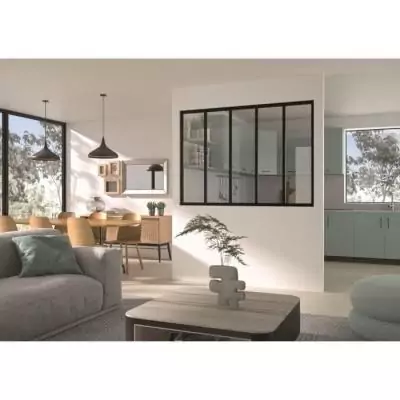 Kit verrière fixe - OPTIMUM - Aluminium - 5 carreaux - Noir