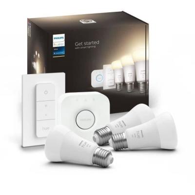 Kit de démarrage PHILIPS Hue White : 3 ampoules LED connectées + télécommande Hue