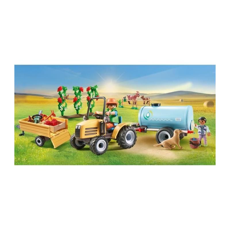 Jouet PLAYMOBIL 71442: Fermier avec tracteur et citerne, Country la vie a la ferme