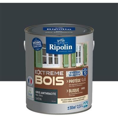 Peinture bois anthracite RAL70 satin 2,5L RIPOLIN PROTECTION EXTREME
