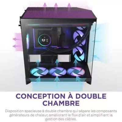 Boitier moyen-tour NZXT - CM-H92FB-P1 - H9 Flow RGB+ - Double chambre - 3 ventilateurs RGB - Noir