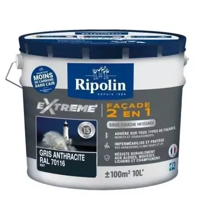 Peinture Mat Façade 2 en 1 RIPOLIN - Anthracite Sublime