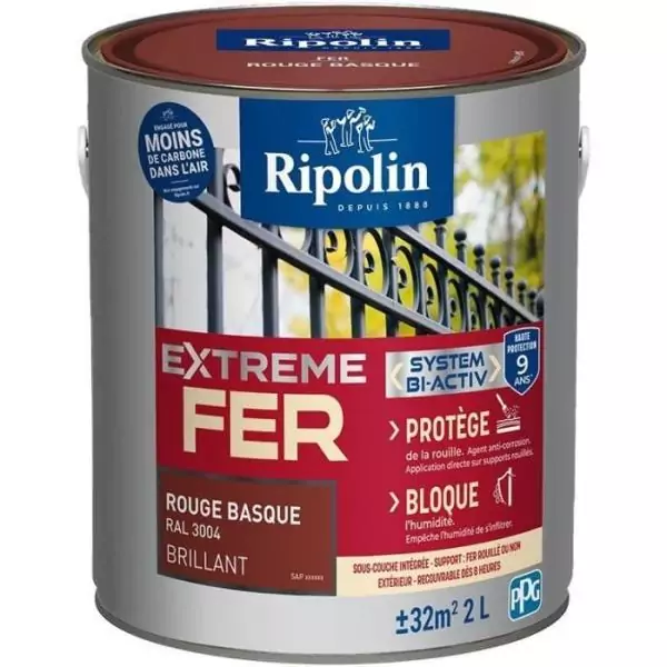 Extreme fer rouge basque RAL 3004 brillant - RIPOLIN - 2 L