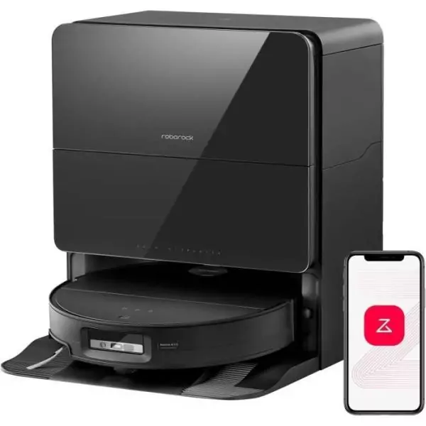 ROBOROCK Saros 10 Black - Aspirateur Robot Laveur - 22,000 Pa - DuoDivide Anti-Enchevétrements - Design ultra fin - Brosse Flex
