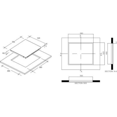 Table de cuisson vitrocéramique - ROSIERES - Commandes tactiles - 3 feux