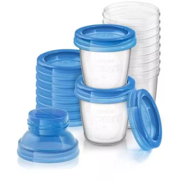 Pots de conservation - PHILIPS AVENT - Lait maternel - 10 pots 180ml + 2 adaptateurs