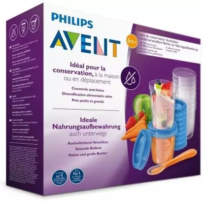 Ensemble pots conservation Philips Avent pour purées - 20 pots + accessoires