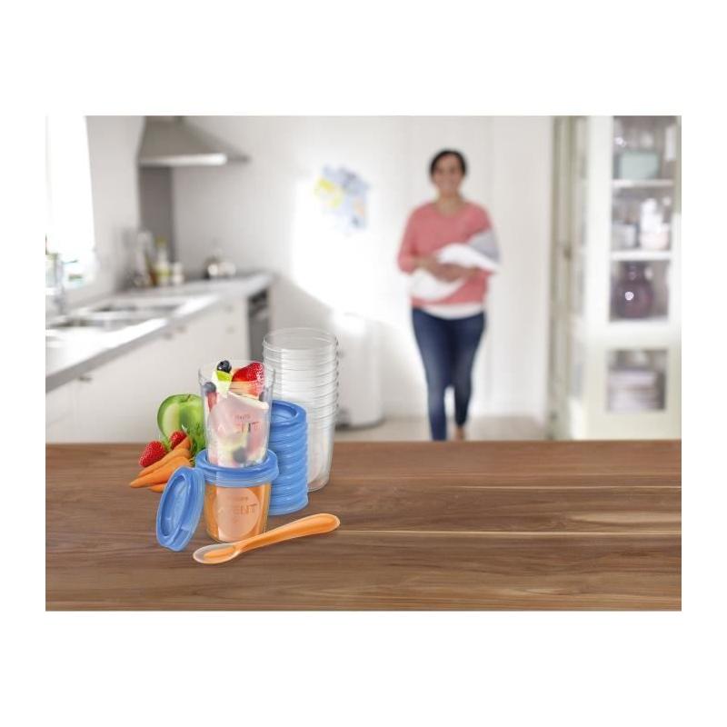 Ensemble pots conservation Philips Avent pour purées - 20 pots + accessoires