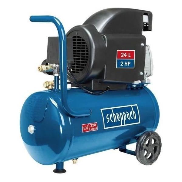 Compresseur d'air horizontal Scheppach HC26 - 24L - 1500 W - 8 bars (Livré avec 280 ml d'huile)