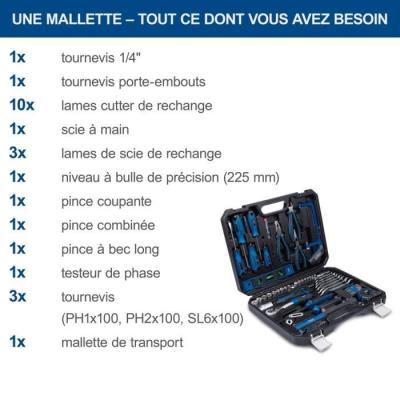 Mallette à outils 97 pièces - Pratique et polyvalente