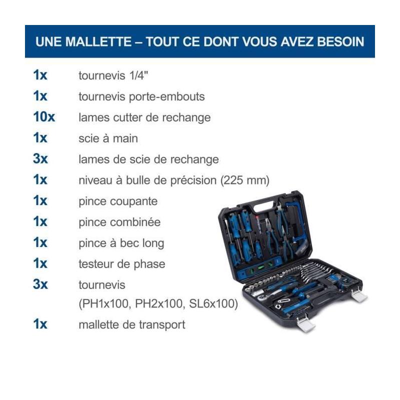 Mallette à outils 97 pièces - Pratique et polyvalente