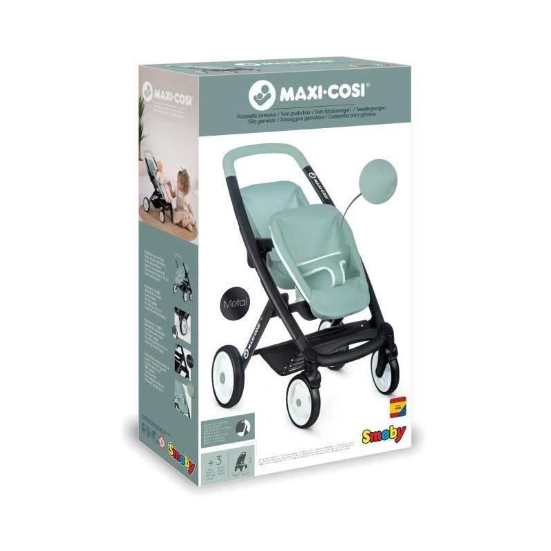 Poussette jumeaux Smoby Maxi-Cosi : sauge, pour enfants dès 3 ans