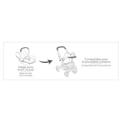 Poussette jumeaux Smoby Maxi-Cosi : sauge, pour enfants dès 3 ans