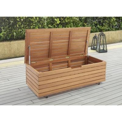 Coffre de jardin en bois exotique FSC - 190L - Avec roulettes