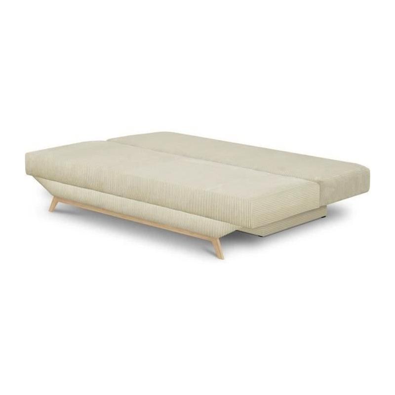Banquette convertible 3 places beige velours côtelé - TEIJO
