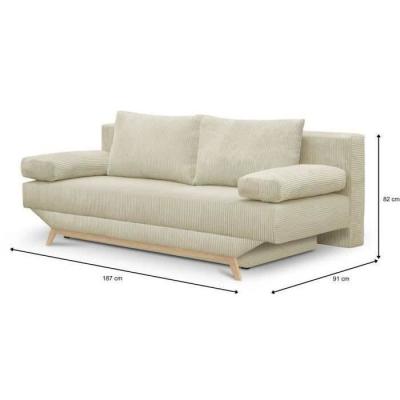 Banquette convertible 3 places beige velours côtelé - TEIJO