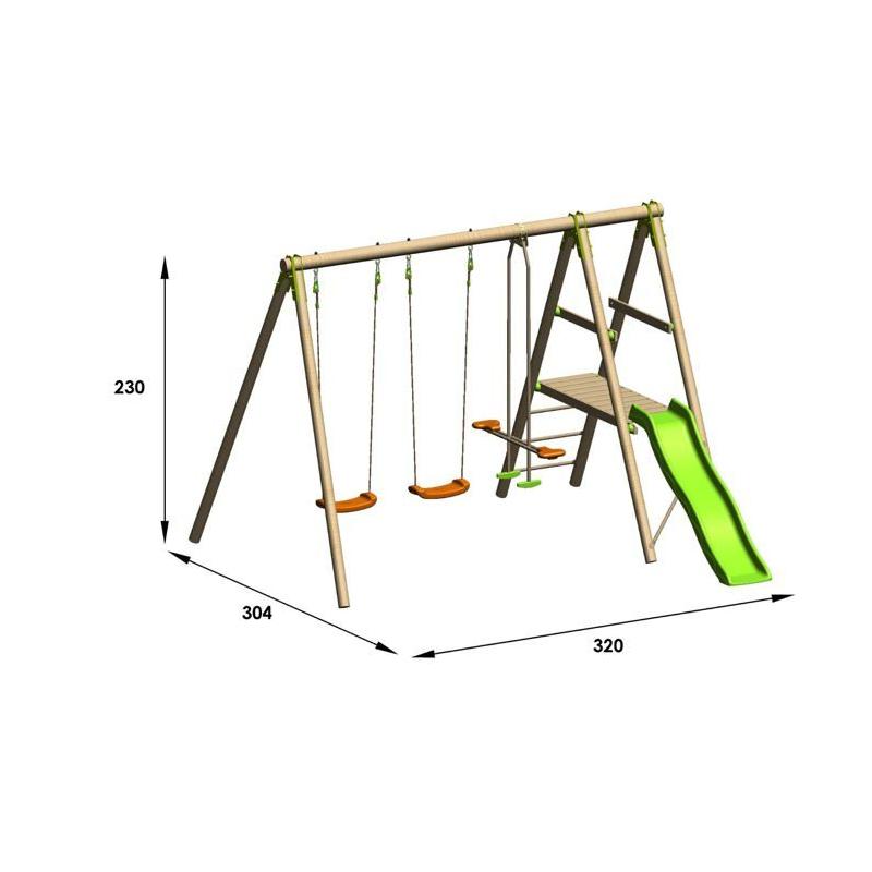 Station de jeux bois 2,30 m Topwood TUTTI - 6 enfants : L'amusement assuré!