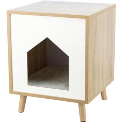 Abri pour chat moderne - TRIXIE - Isa - Bois naturel - 40 x 50 x 40 cm - Brun clair / Blanc