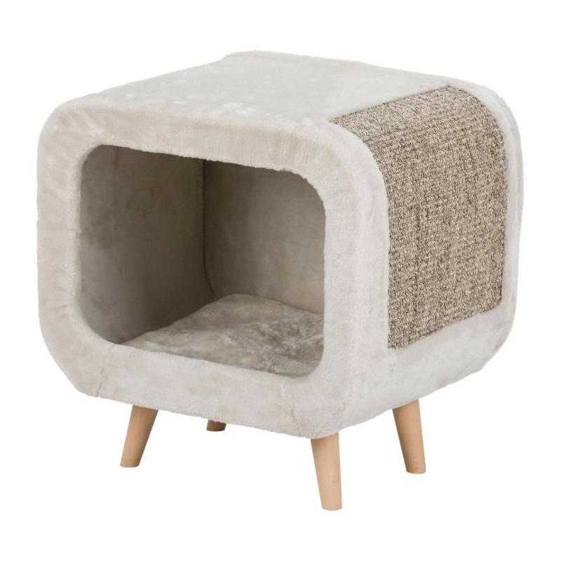 Abri douillet pour chat - TRIXIE Alicia - Pieds en bois - Gris moucheté