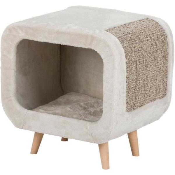 Abri douillet - TRIXIE - Alicia - Pieds en bois - 48 x 48 x 38 cm - Gris / Gris moucheté