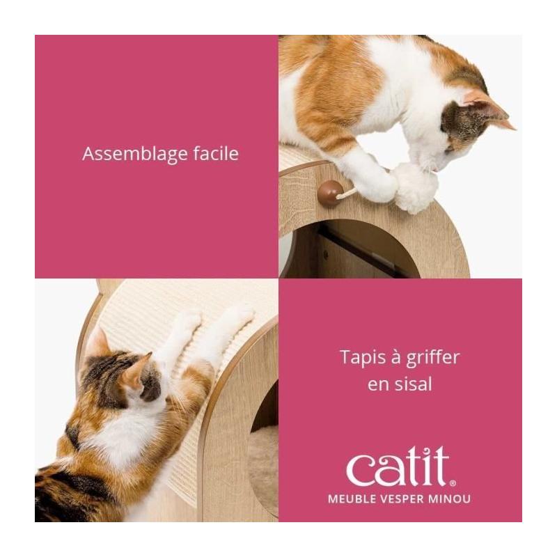 Meuble à griffer pour chat CATIT Vesper Minou - Aspect chêne