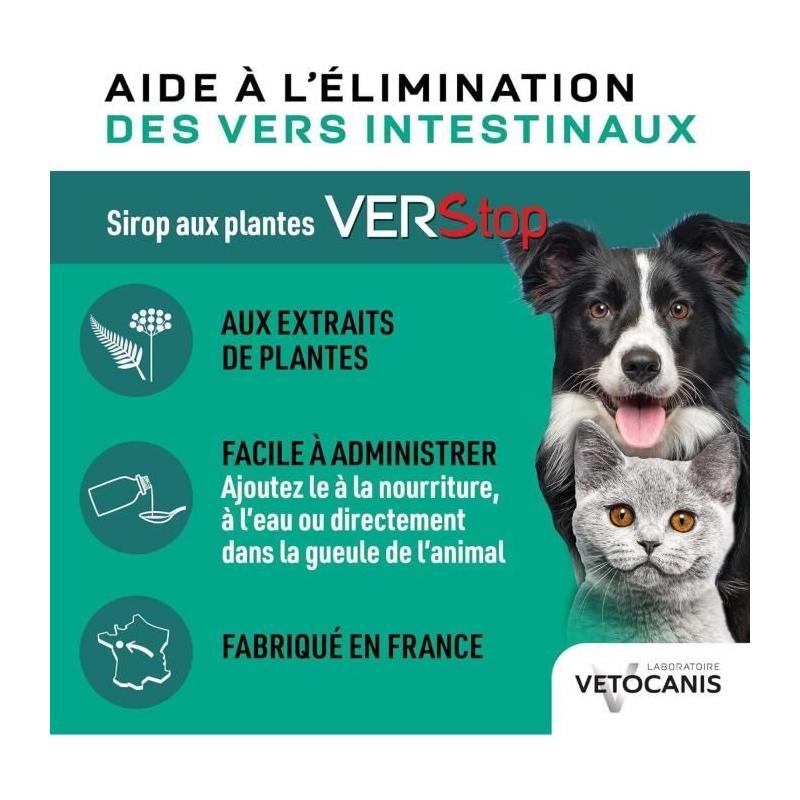 Sirop anti-vers efficace pour chiens et chats - VETOCANIS 125ml