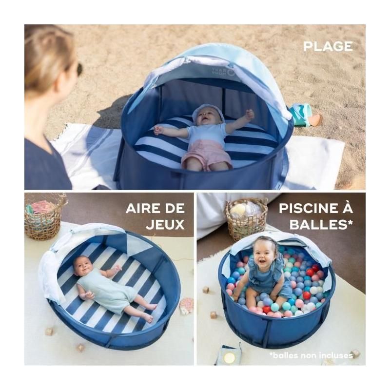 Parc Bébé 2 en 1 Babyni Marinière: Anti-UV FPS 50+ & Moustiquaire
