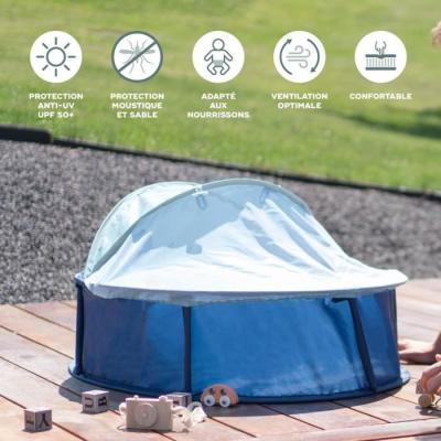 Parc Bébé 2 en 1 Babyni Marinière: Anti-UV FPS 50+ & Moustiquaire