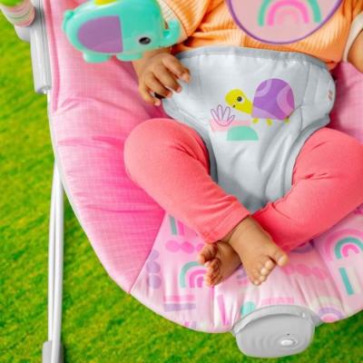 Transat bébé Animaux rose avec vibrations et arche d'éveil