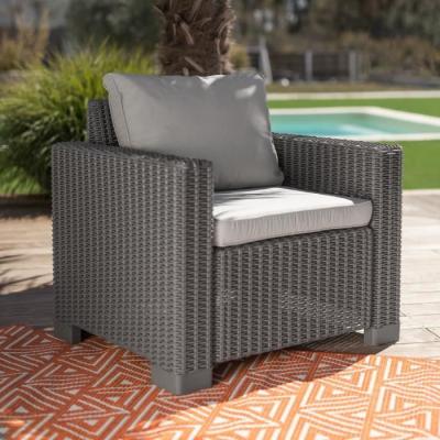 Ensemble salon de jardin résine tressée imitation rotin - 5 personnes - California Beige