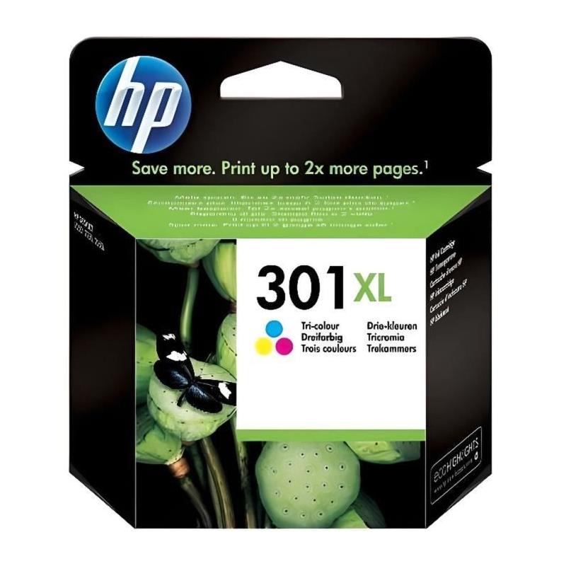 Cartouche d'encre HP 301XL trois couleurs authentique pour HP Envy 4505 et HP DeskJet