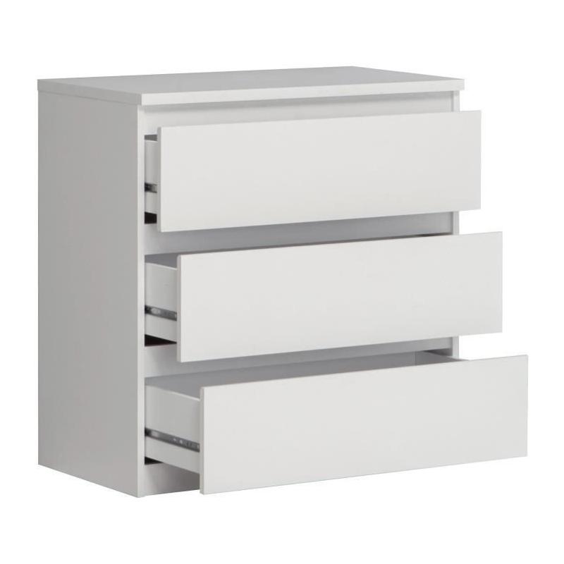 Commode CHELSEA 3 Tiroirs Blanc Mat - Pratique et Élégante