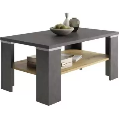Table basse élégante en décor Matera et chêne artisan - Fabriqué en Allemagne