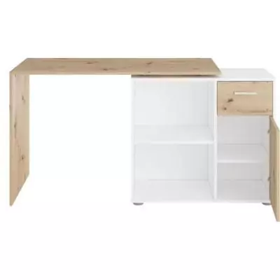 Bureau d'angle Albrecht chêne et blanc - Gain de place!